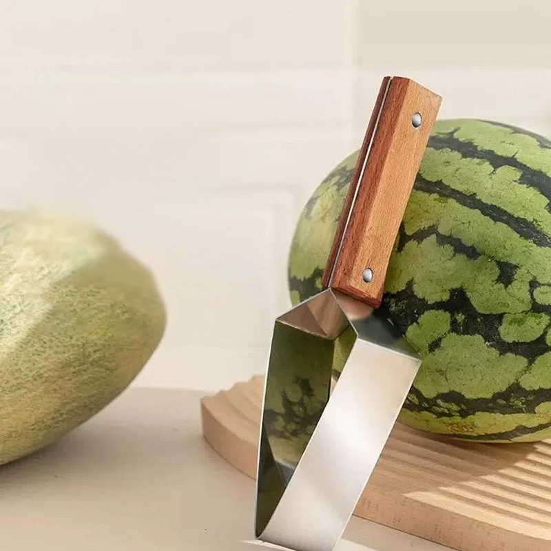 Triangle Stainless Steel Fruit Cutter with Wood Handle for Kitchen - Image 7