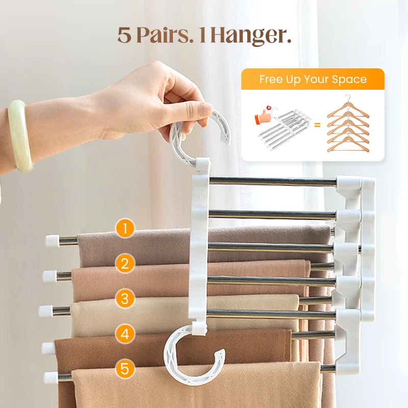 🔥Buy More Save More🔥Household Multifunctional Telescopic Folding Multi-layer Pants Storage Rack - Image 3