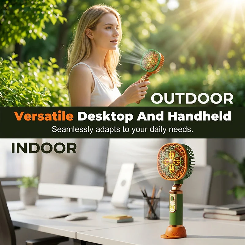 Rechargeable Floral Mini Fan with Stand Base - Image 6