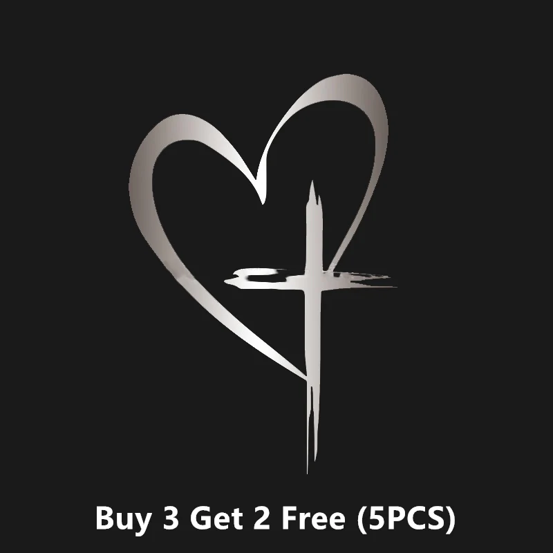 Glitter Heart Cross Car Decal Sticker - Image 19