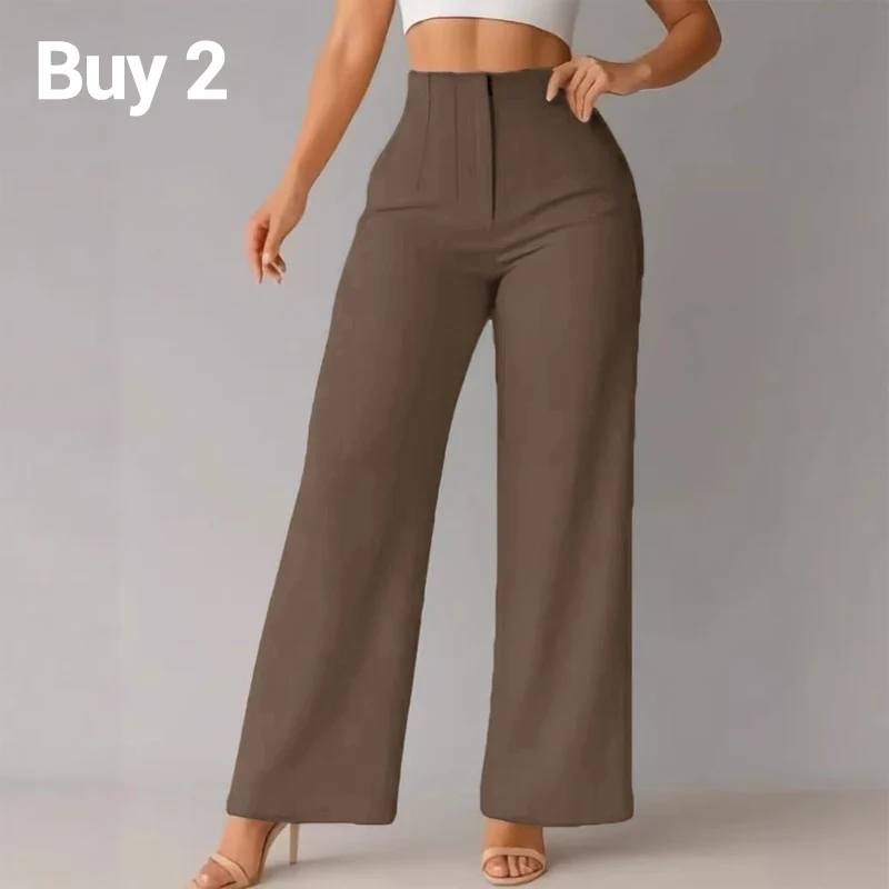 Women’s Solid Color Casual Wide Leg Pants - Image 24
