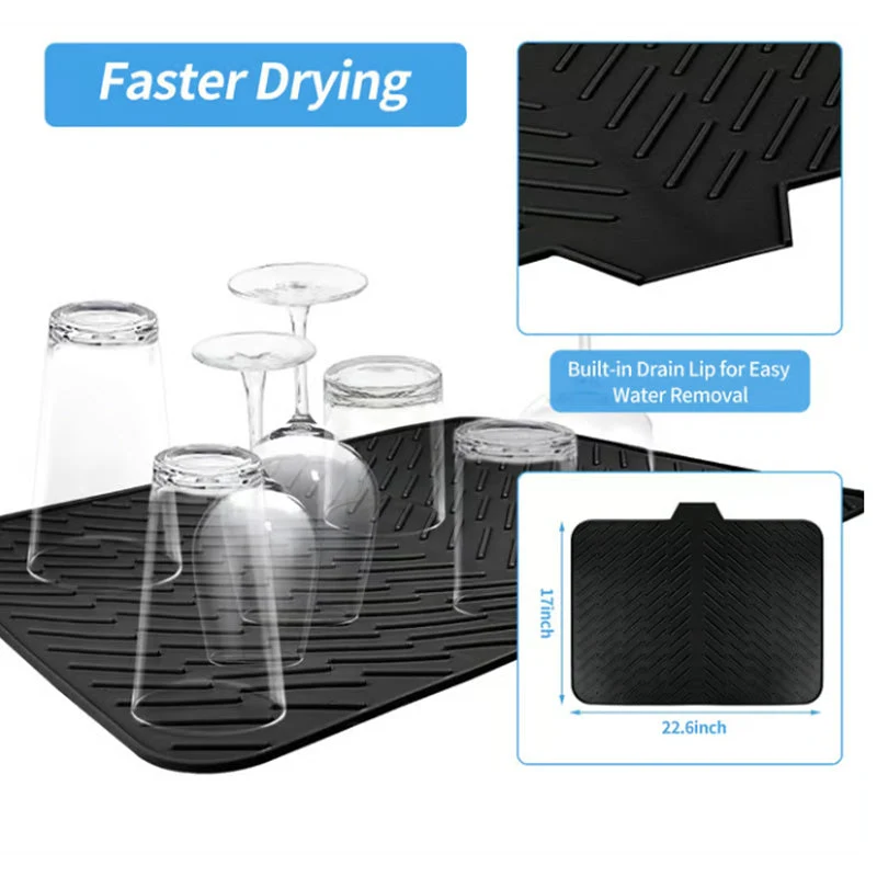 Large Size Silicone Drying Mat with Drain Lip - Image 2