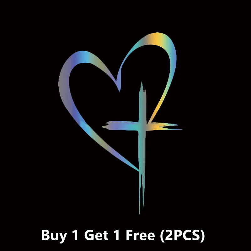 Glitter Heart Cross Car Decal Sticker - Image 32