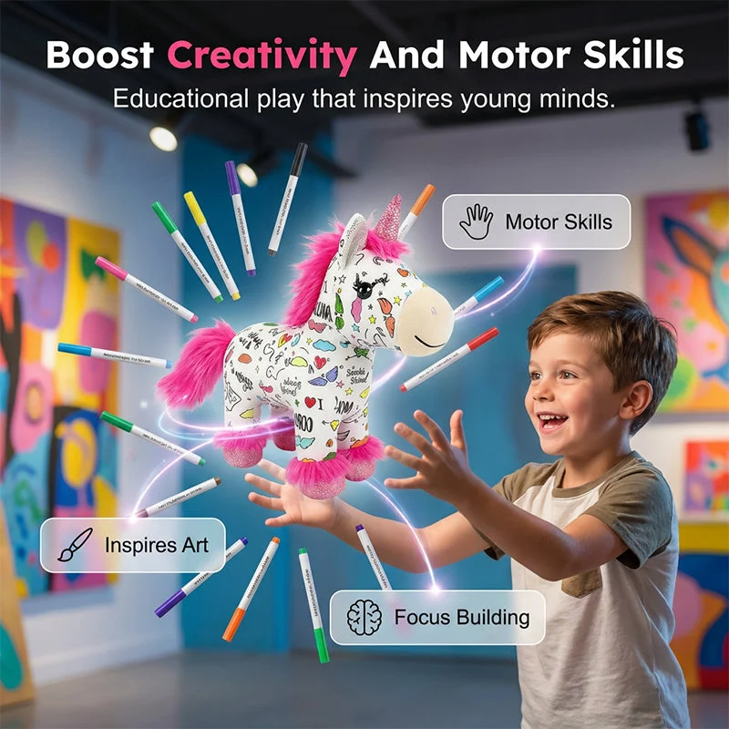 DIY Color-In Unicorn Plush Toy Kit - Image 2