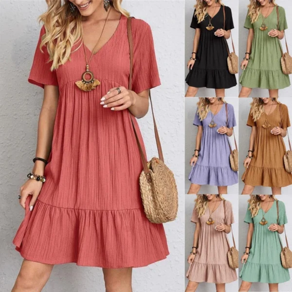 🔥Hot Sale 49% OFF💝Retro V-neck Loose Casual Dress