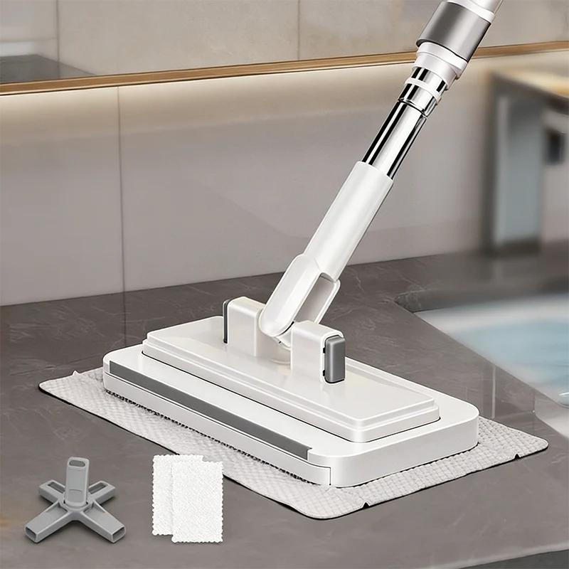 Hands-Free Flat Mop with Universal Cloth Clamp - სურათი 10