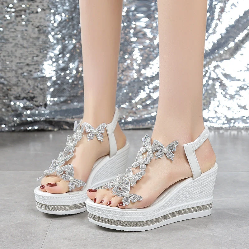 Glitter Butterfly Embellished Open Toe Sandals - Image 6