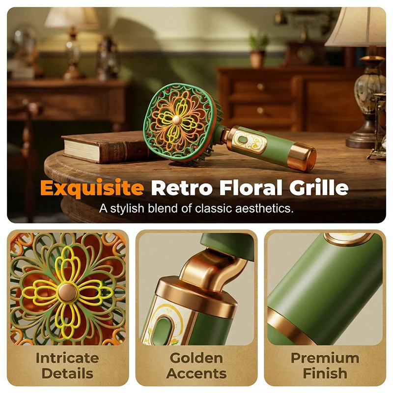 Rechargeable Floral Mini Fan with Stand Base - Image 7