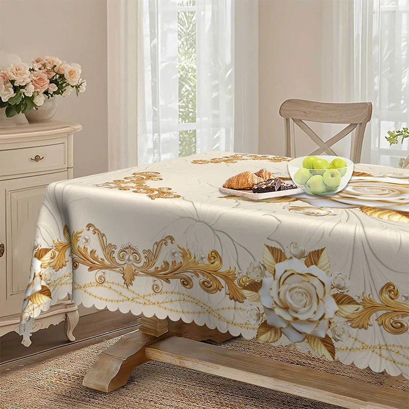 Waterproof Gold Rose Tablecloth - Image 7
