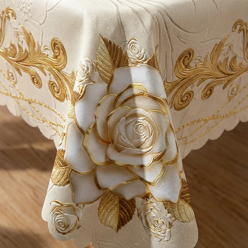 Waterproof Gold Rose Tablecloth - Image 4