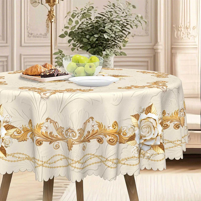 Waterproof Gold Rose Tablecloth - Image 9