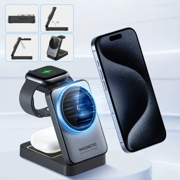 Foldable 3-in-1 15W Fast Wireless Charger