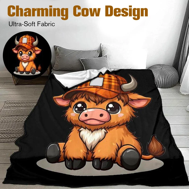 Soft & Cozy Cartoon Cow Blanket - Image 4