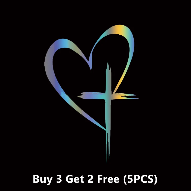 Glitter Heart Cross Car Decal Sticker - Image 34