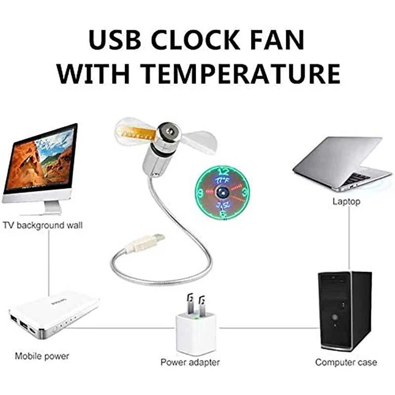 š„2026 Hot Sale 50% OFFš„USB Fan with LED Clock Lighting - Image 3