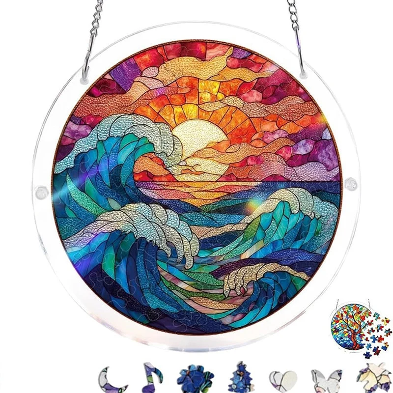 Acrylic Sunset & Sea Jigsaw Puzzle Window Hanging - Image 23