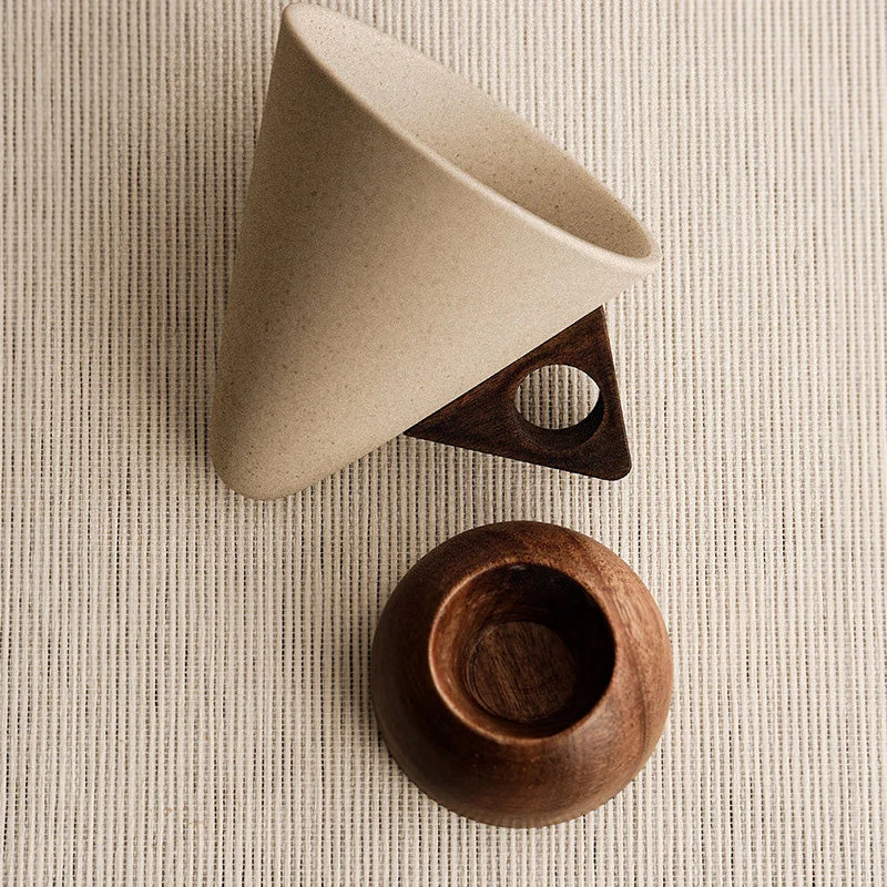 Vintage Coffee Mug with Wooden Handle & Saucer - Image 8