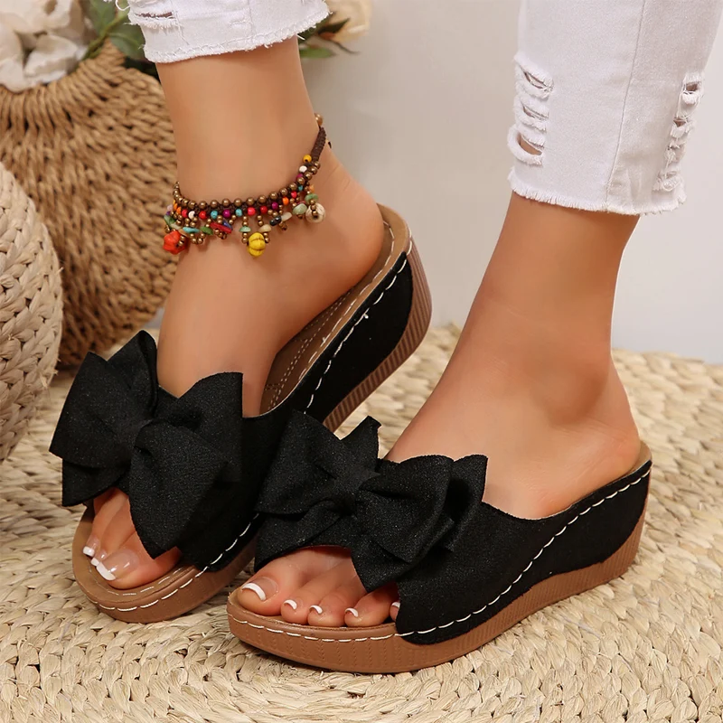 ⏳Time-Limited Special⏰Women's Bowknot Peep-Toe Wedge Sandals - Image 9