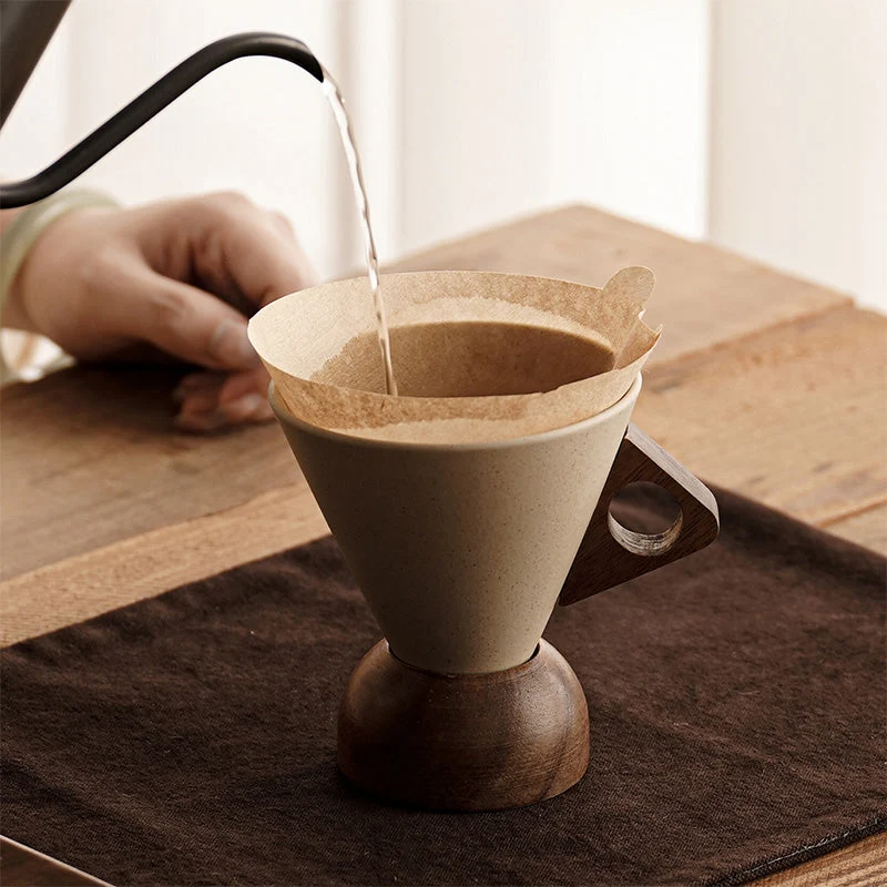 Vintage Coffee Mug with Wooden Handle & Saucer - Image 4