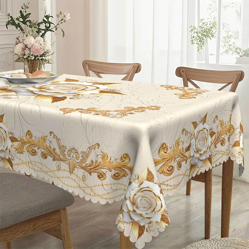 Waterproof Gold Rose Tablecloth - Image 13