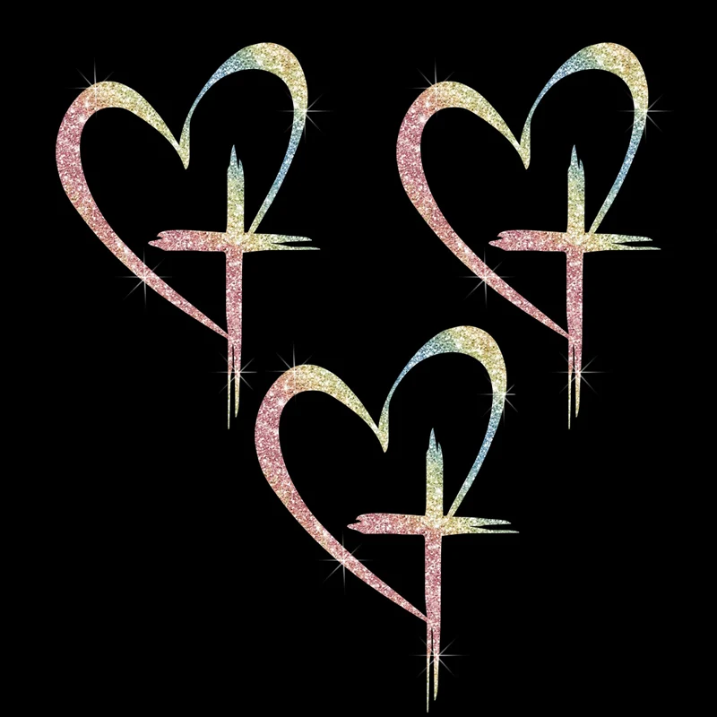 Glitter Heart Cross Car Decal Sticker - Image 14