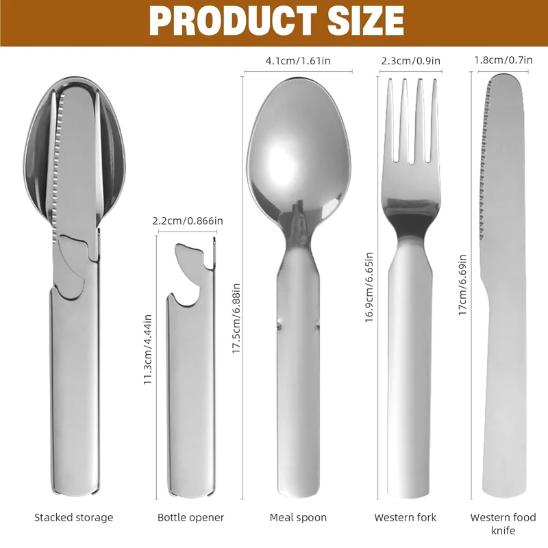 4-in-1 Stainless Steel Portable Cutlery Set - Image 8