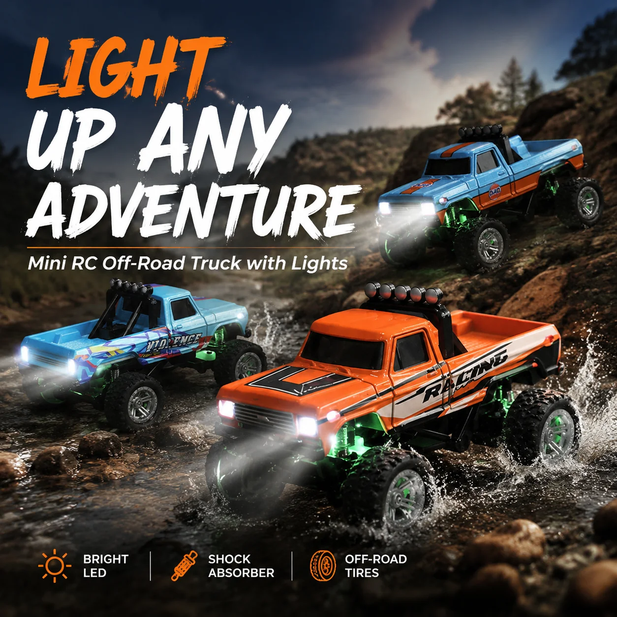 ๐HOT SALE 50% OFF! ๐๏ธ Mini RC Off-Road Truck with Lights