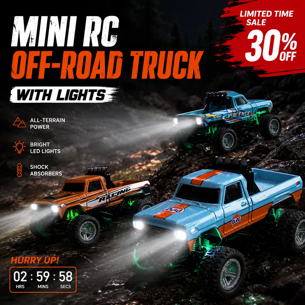 ๐HOT SALE 50% OFF! ๐๏ธ Mini RC Off-Road Truck with Lights - Image 7