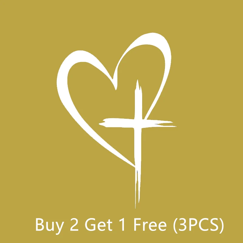 Glitter Heart Cross Car Decal Sticker - Image 36