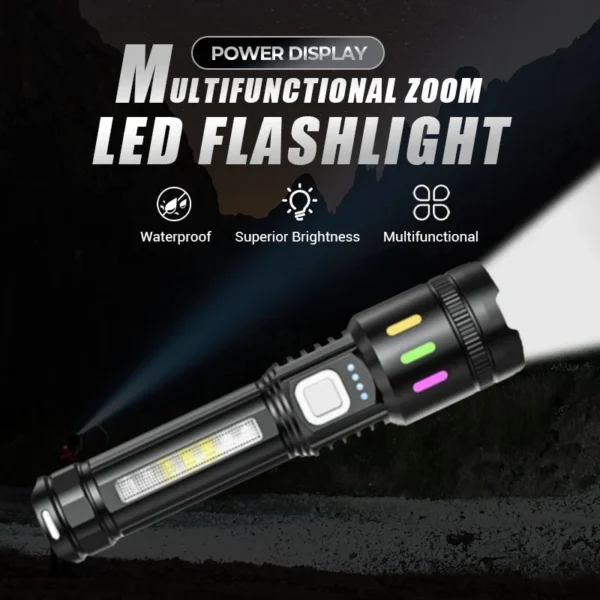 💎 49% OFF! 💎 Multifunctional Zoom LED Flashlight with Power Display – 500m Range, USB-C & 4 Lighting Modes