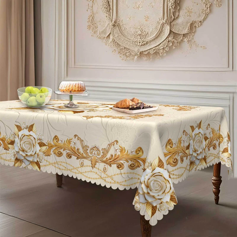 Waterproof Gold Rose Tablecloth - Image 14