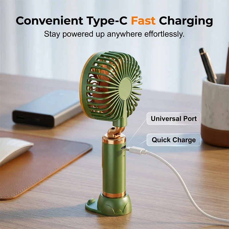 Rechargeable Floral Mini Fan with Stand Base - Image 3