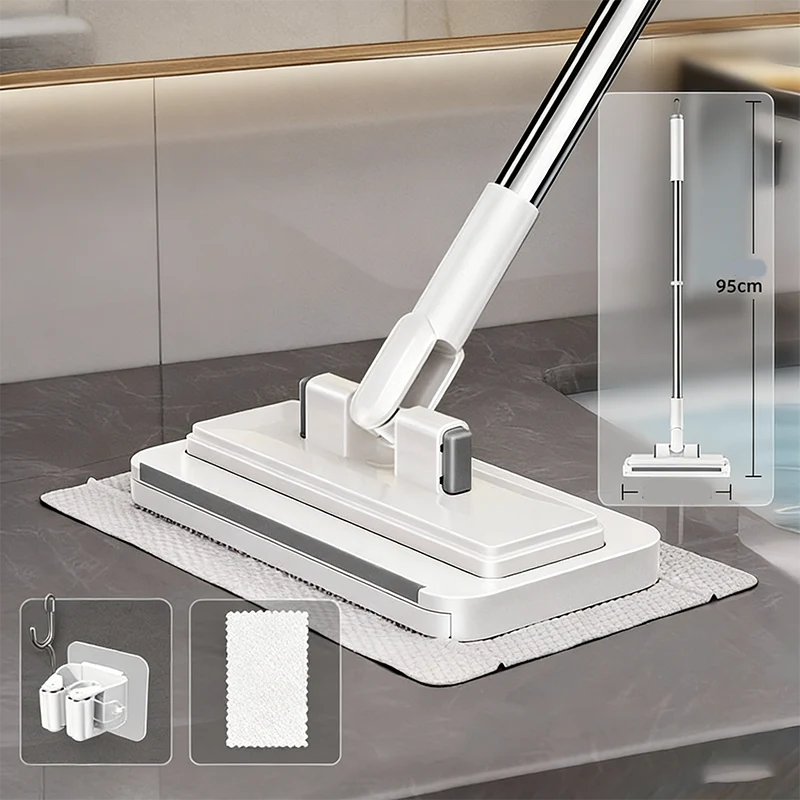 Hands-Free Flat Mop with Universal Cloth Clamp - სურათი 8