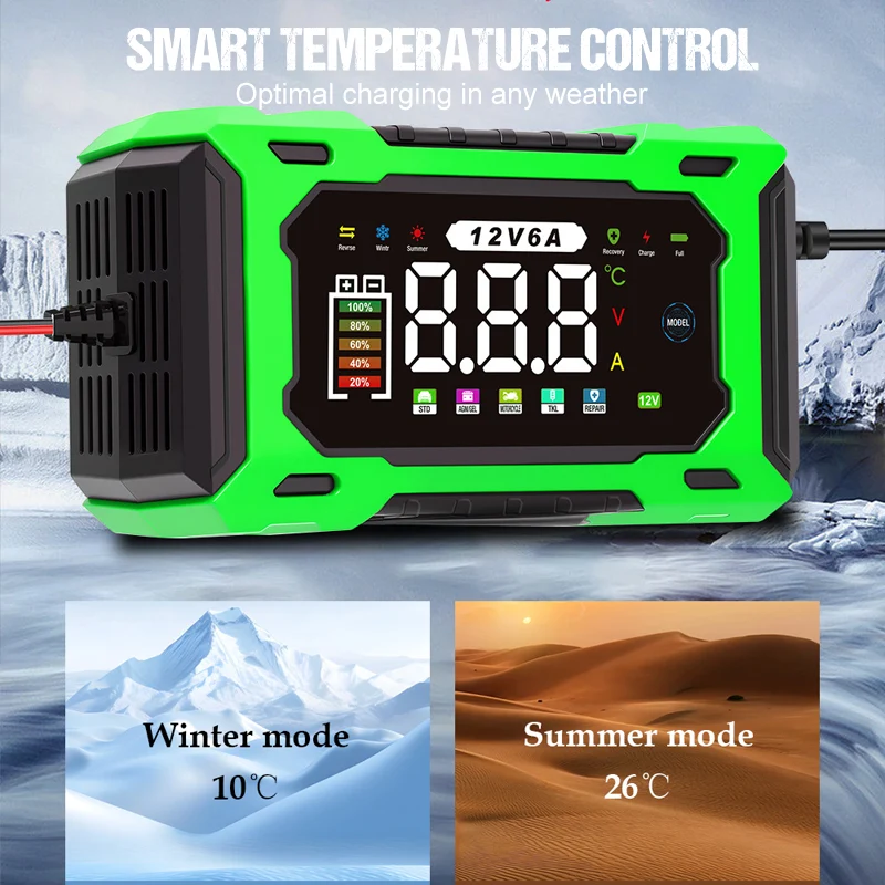12V 6A Smart Car Battery Charger with Pulse Repair - Image 6