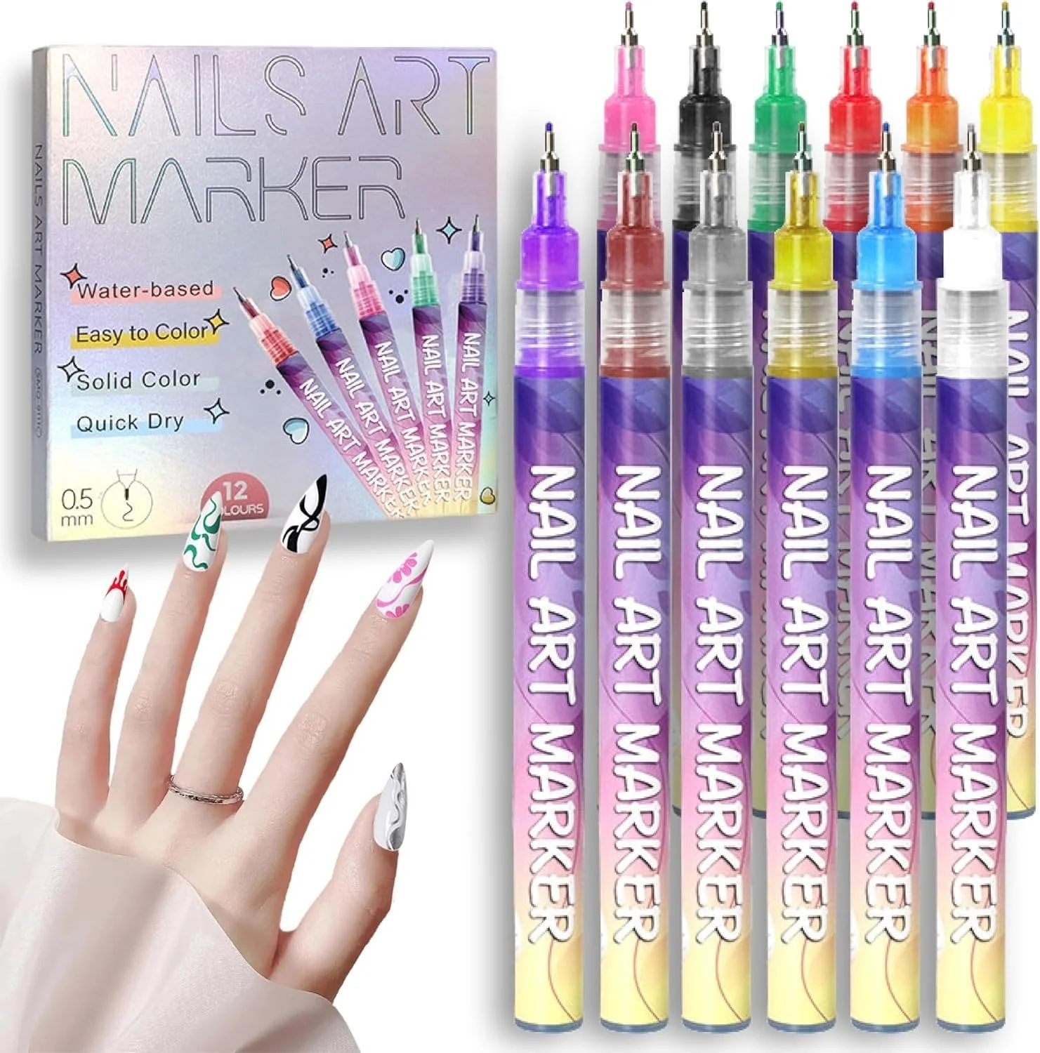 🎁Hot Sale 50% OFF⏳🎨12 Colors Nail Art Pens Set - Image 6