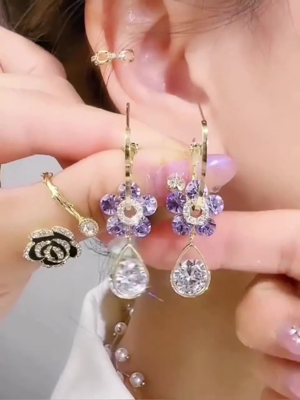 💖 Fashion Flower Crystal Earrings - Image 9