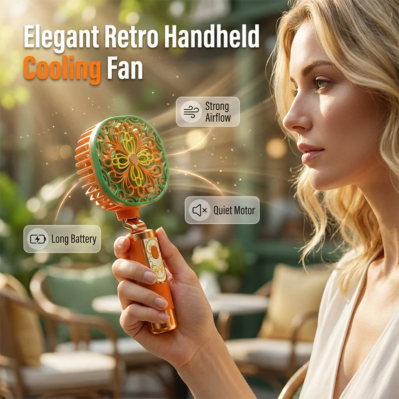 Rechargeable Floral Mini Fan with Stand Base