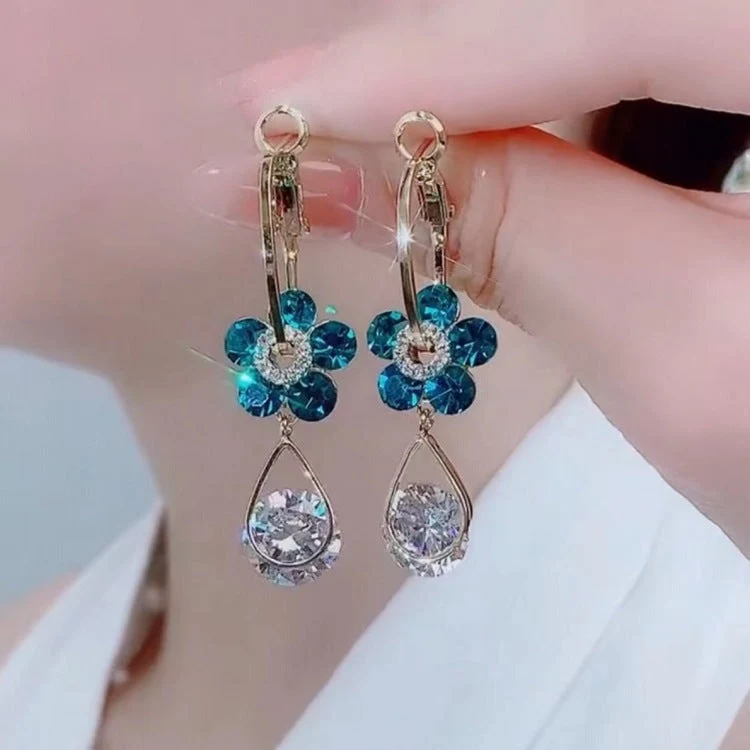 💖 Fashion Flower Crystal Earrings - Image 2