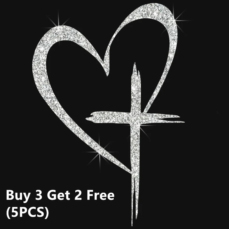 Glitter Heart Cross Car Decal Sticker - Image 12