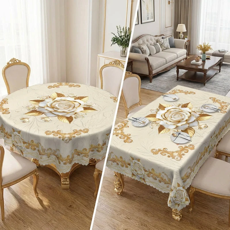 Waterproof Gold Rose Tablecloth - Image 2