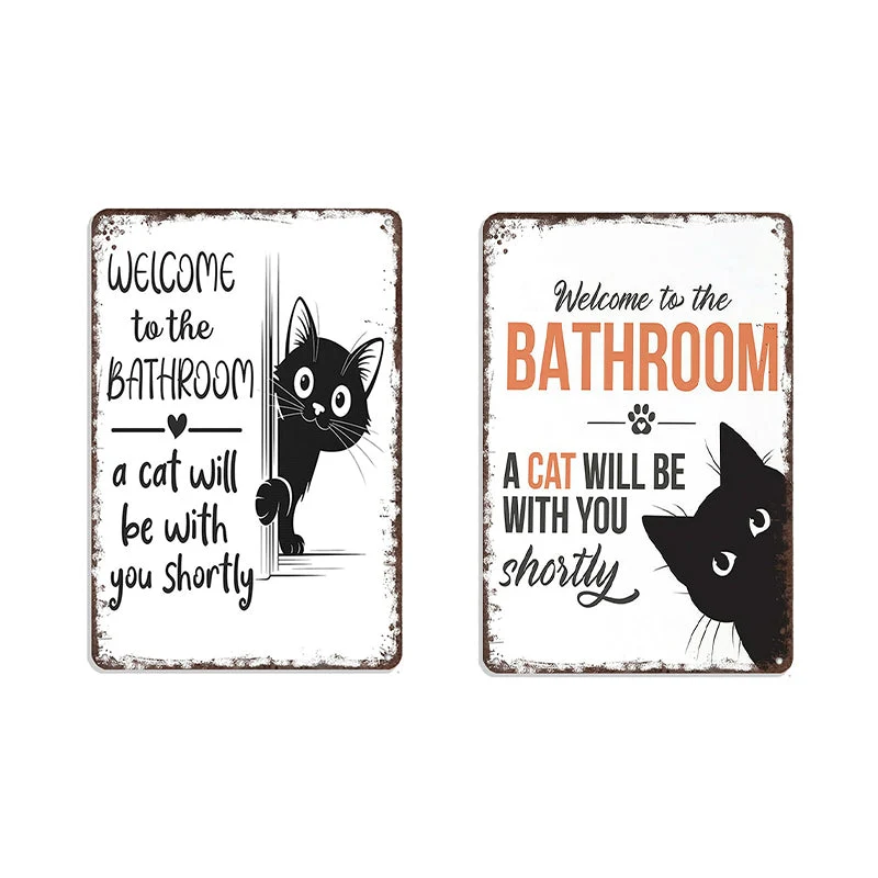 Cute Cat Bathroom Decor Sign - Image 20