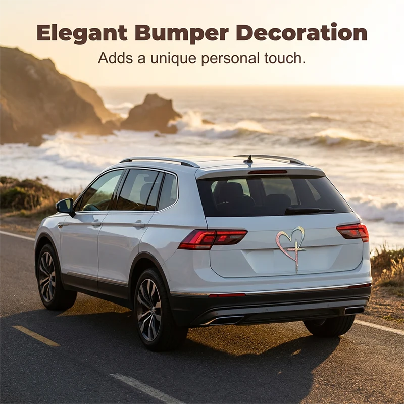 Glitter Heart Cross Car Decal Sticker - Image 5