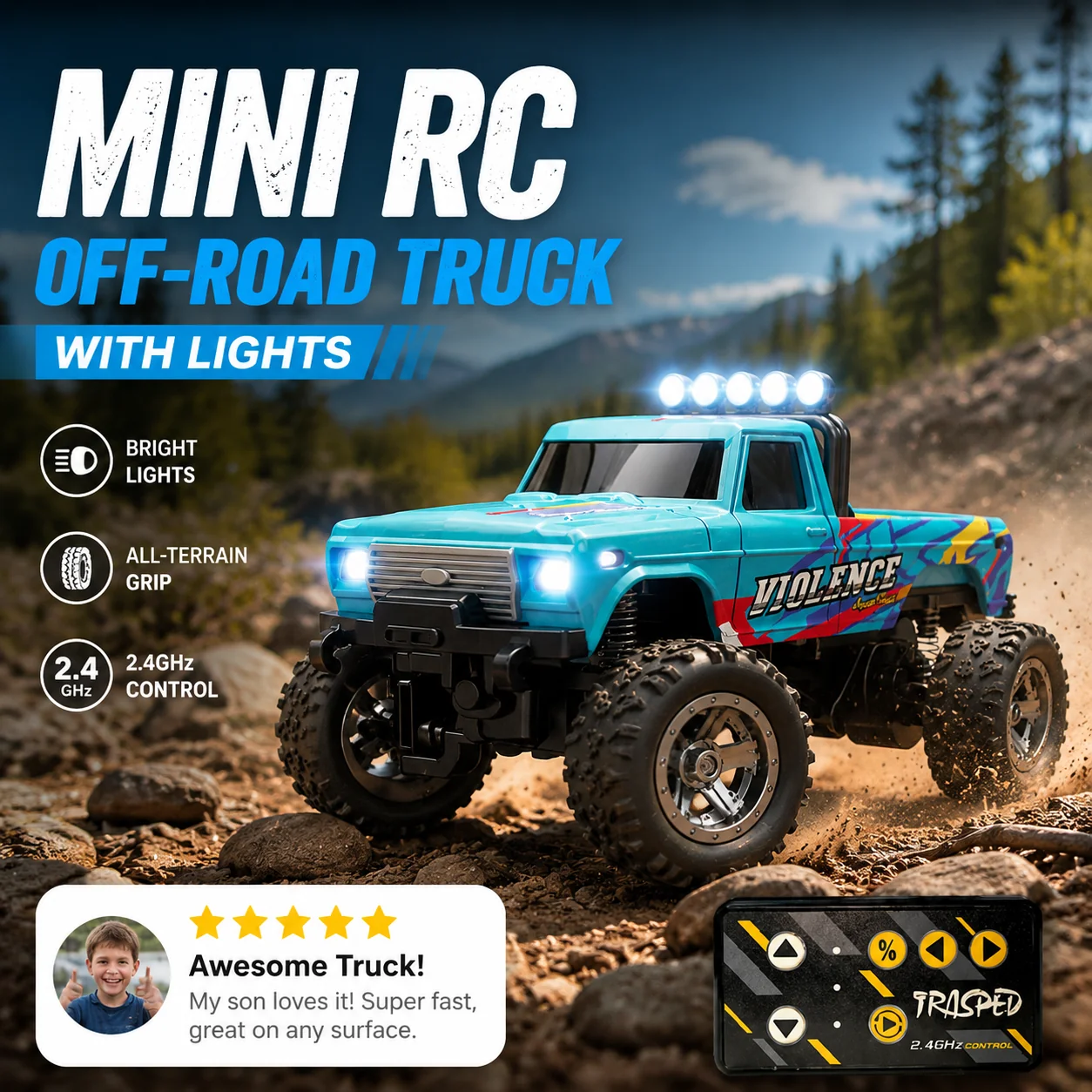 ๐HOT SALE 50% OFF! ๐๏ธ Mini RC Off-Road Truck with Lights - Image 4