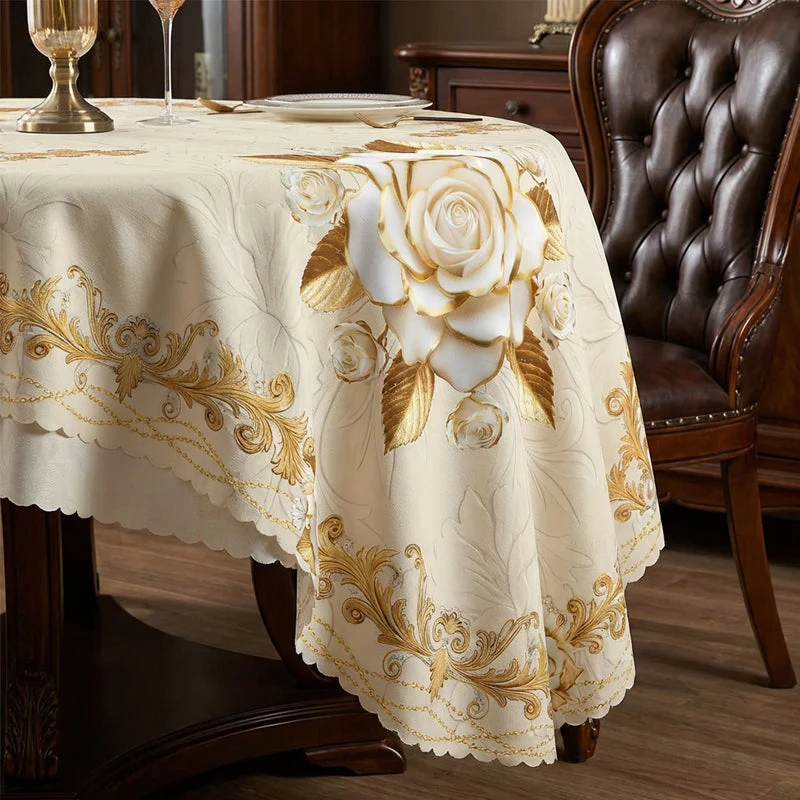 Waterproof Gold Rose Tablecloth - Image 10