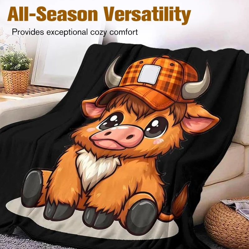 Soft & Cozy Cartoon Cow Blanket - Image 5