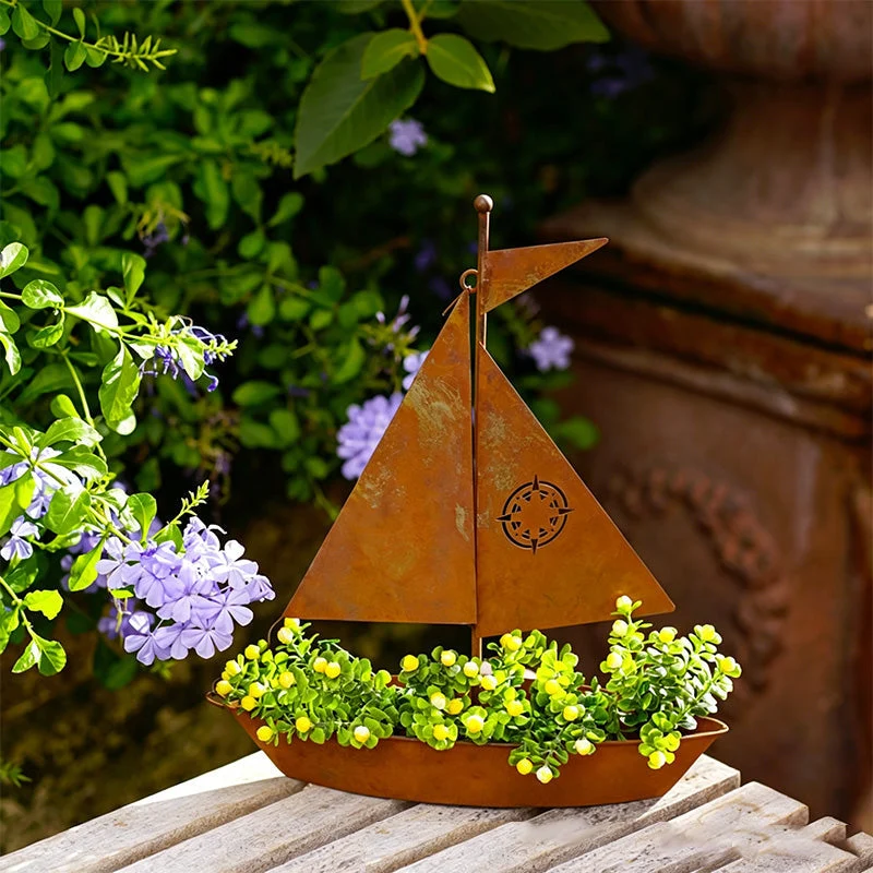 ⛵ 50% OFF NOW! 🌱 Rustic Sailboat Metal Planter – Handcrafted, weather-resistant & perfect for succulents, herbs or flowers – charming garden or shelf decor 🏡 - Image 4