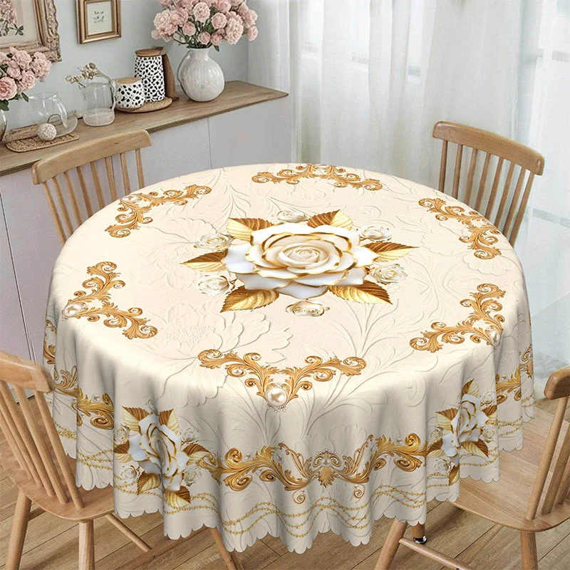 Waterproof Gold Rose Tablecloth - Image 12
