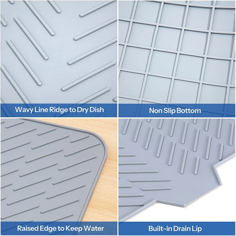 Large Size Silicone Drying Mat with Drain Lip - Image 6