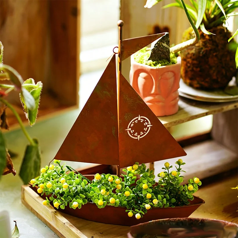 ⛵ 50% OFF NOW! 🌱 Rustic Sailboat Metal Planter – Handcrafted, weather-resistant & perfect for succulents, herbs or flowers – charming garden or shelf decor 🏡 - Image 5