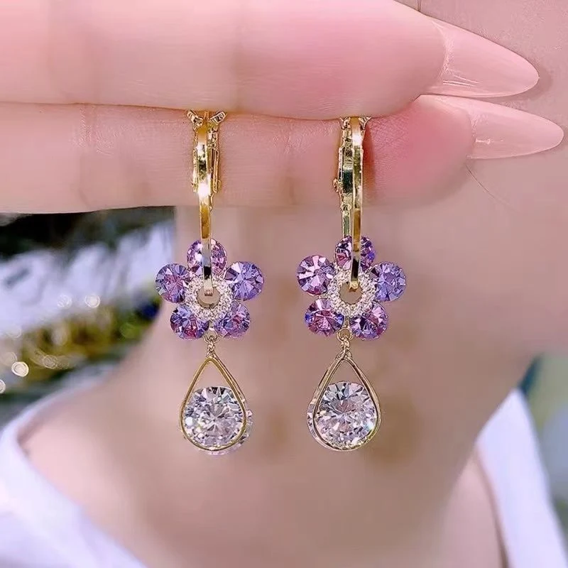 💖 Fashion Flower Crystal Earrings - Image 8